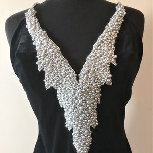 Black velour dress w/plunge neckline.  Sz 13/14